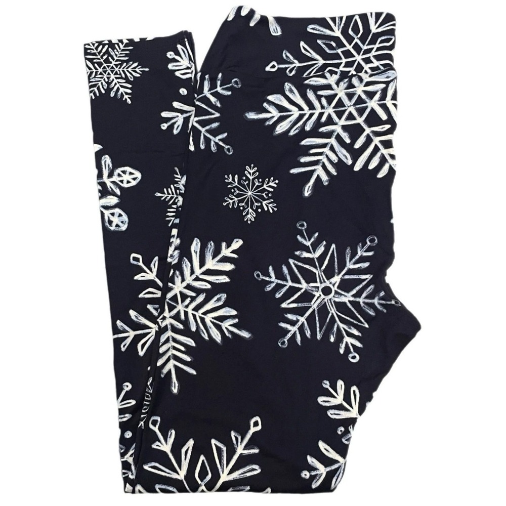 LuLaRoe Womens Leggings Size TC Navy Blue Snowflakes Christmas Holiday 2025 NWT